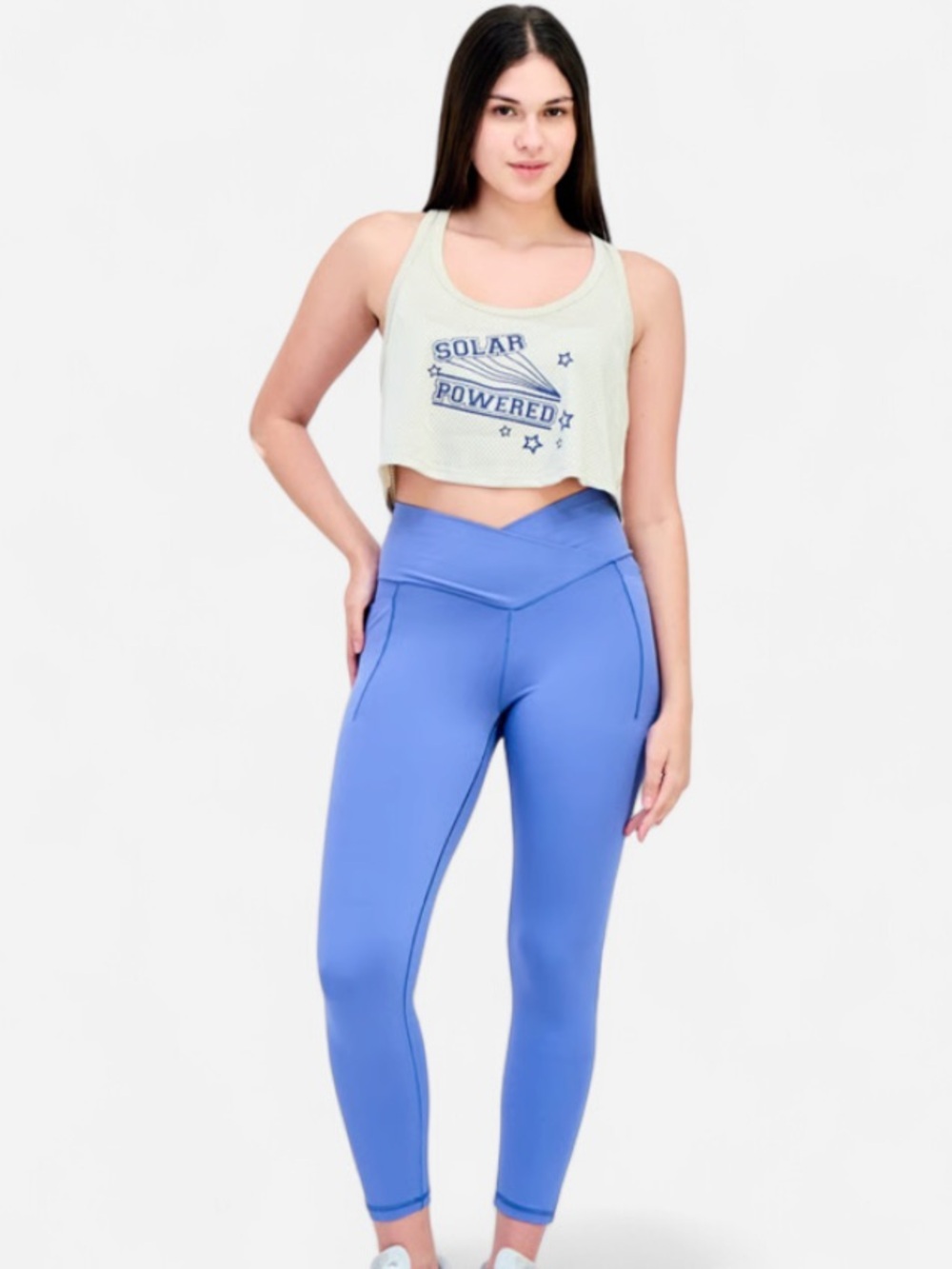 Offline by Aerie Solar Powered Mesh Cropped Tank Top Beige Racerback Medium